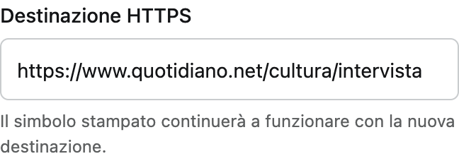 Campo per modificare la destinazione HTTPS del QR